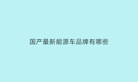 国产最新能源车品牌有哪些(国产最新能源车品牌有哪些车)