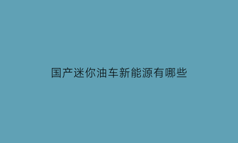 国产迷你油车新能源有哪些(国产迷你油车新能源有哪些品牌)