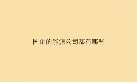 国企的能源公司都有哪些