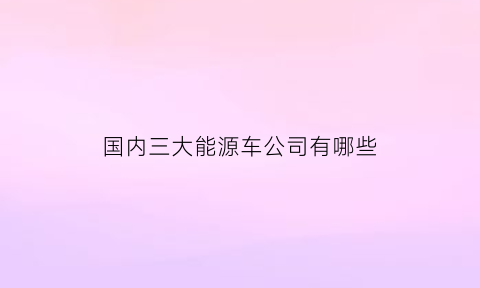 国内三大能源车公司有哪些(我国三大新能源汽车企业)