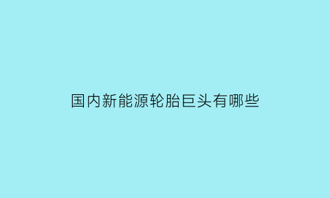 国内新能源轮胎巨头有哪些