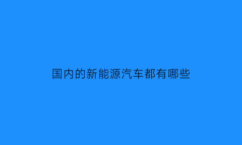 国内的新能源汽车都有哪些(国内新能源汽车有哪些车型)