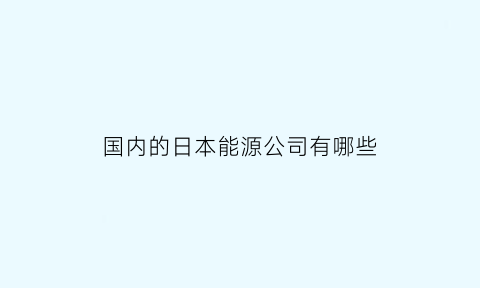 国内的日本能源公司有哪些