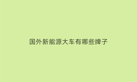 国外新能源大车有哪些牌子(国外新能源卡车)