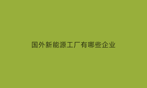 国外新能源工厂有哪些企业(国外新能源工厂有哪些企业公司)