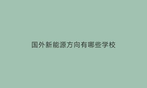 国外新能源方向有哪些学校