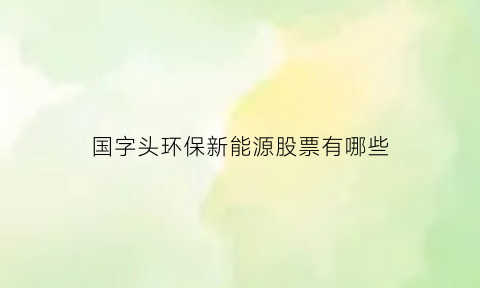 国字头环保新能源股票有哪些(国字头股票是什么意思)