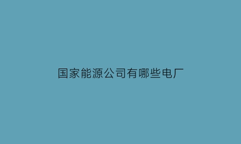 国家能源公司有哪些电厂(国家能源旗下电厂)