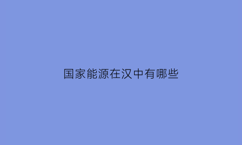 国家能源在汉中有哪些(国家能源陕西分公司)