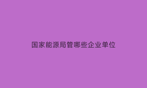 国家能源局管哪些企业单位