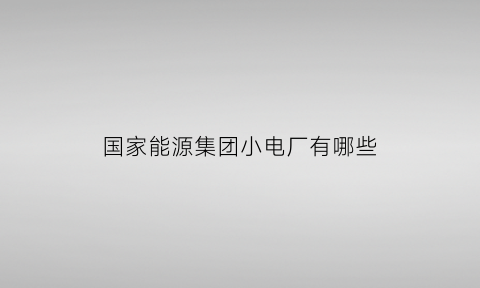 国家能源集团小电厂有哪些(国家能源电厂待遇怎么样)