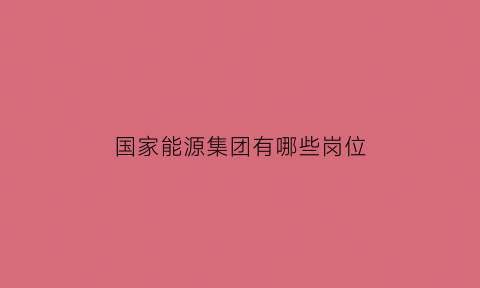国家能源集团有哪些岗位