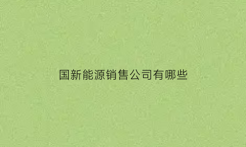 国新能源销售公司有哪些