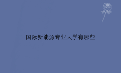 国际新能源专业大学有哪些