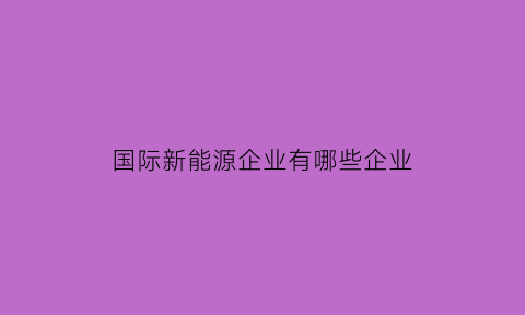 国际新能源企业有哪些企业(国际新能源公司)