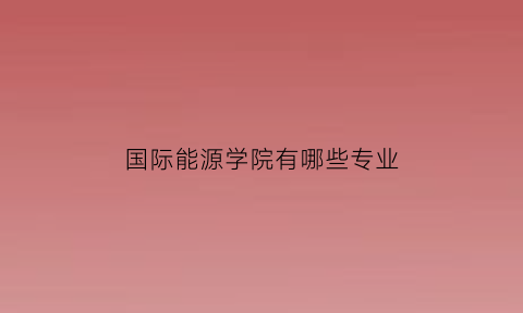 国际能源学院有哪些专业