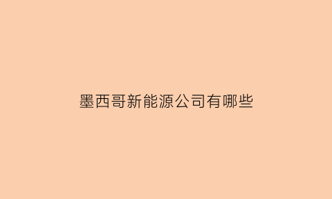 墨西哥新能源公司有哪些