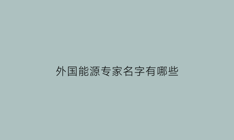 外国能源专家名字有哪些