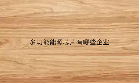 多功能能源芯片有哪些企业(多功能模块的元器件是指)