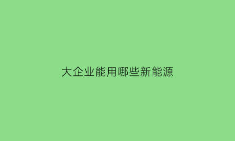 大企业能用哪些新能源