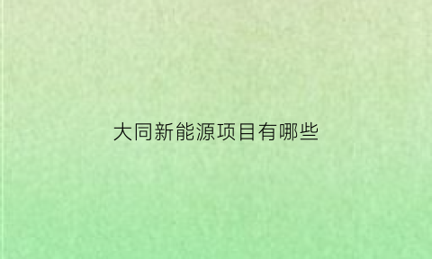 大同新能源项目有哪些