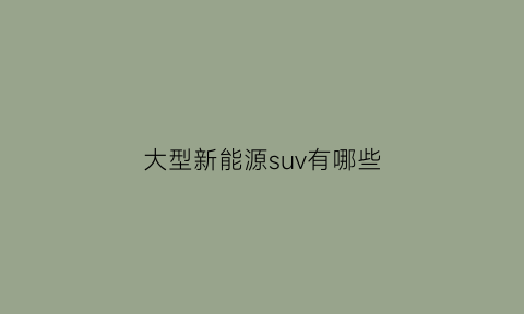 大型新能源suv有哪些