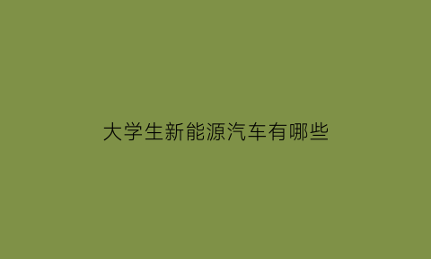 大学生新能源汽车有哪些