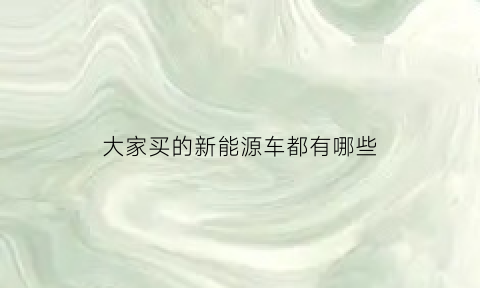 大家买的新能源车都有哪些(大家买的新能源车都有哪些牌子)