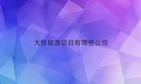 大恒能源项目有哪些公司