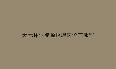 天元环保能源招聘岗位有哪些(天元新能源科技有限公司怎么样)