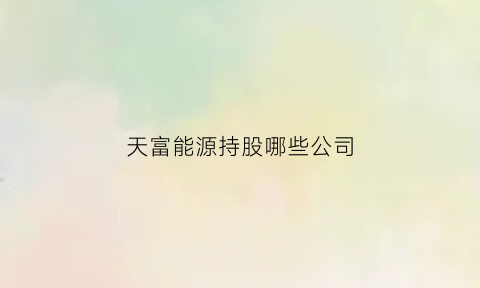 天富能源持股哪些公司