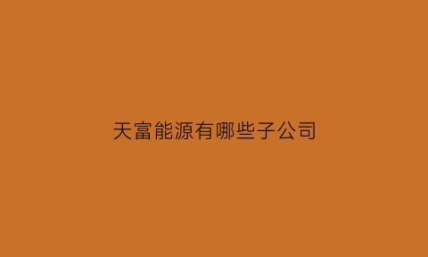 天富能源有哪些子公司(天富能源股份)