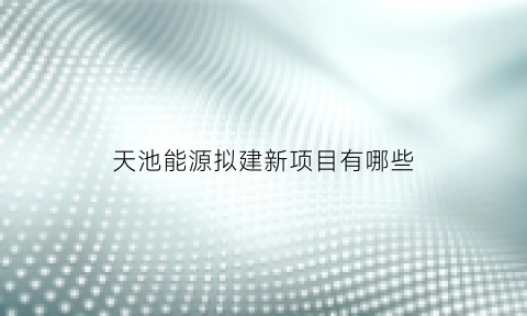 天池能源拟建新项目有哪些