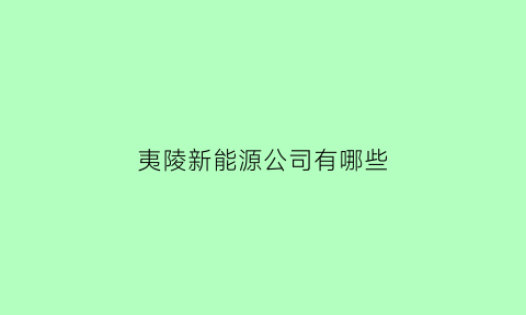 夷陵新能源公司有哪些