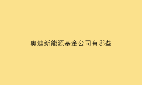 奥迪新能源基金公司有哪些(奥迪新能源供应商)