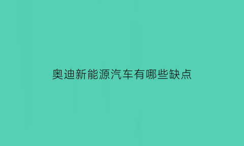 奥迪新能源汽车有哪些缺点