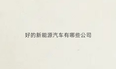 好的新能源汽车有哪些公司