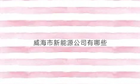 威海市新能源公司有哪些