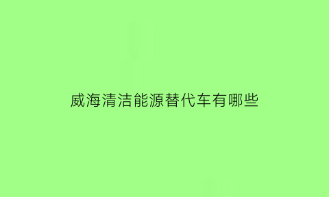 威海清洁能源替代车有哪些