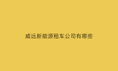 威远新能源租车公司有哪些