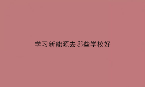 学习新能源去哪些学校好(学新能源应该去什么企业)