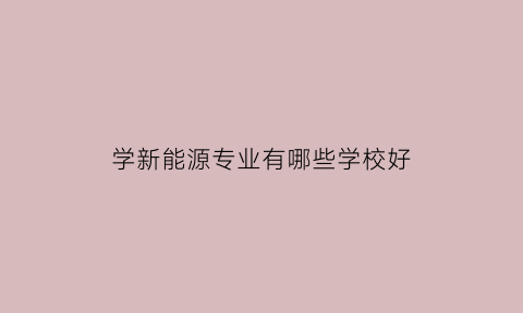 学新能源专业有哪些学校好