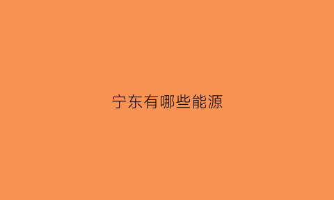 宁东有哪些能源