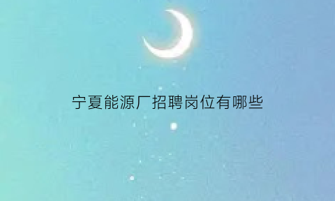 宁夏能源厂招聘岗位有哪些