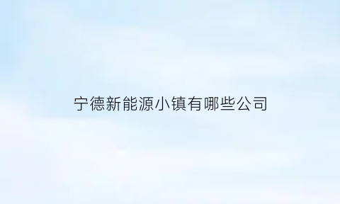 宁德新能源小镇有哪些公司