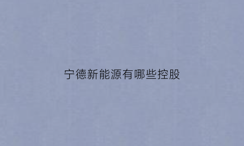 宁德新能源有哪些控股(宁德新能源有哪些控股公司)