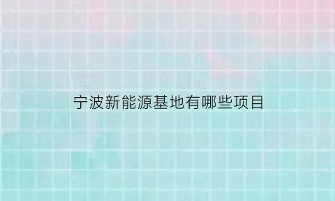 宁波新能源基地有哪些项目