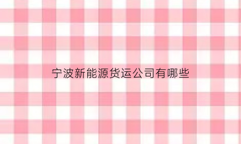 宁波新能源货运公司有哪些(宁波新能源货运公司有哪些公司)