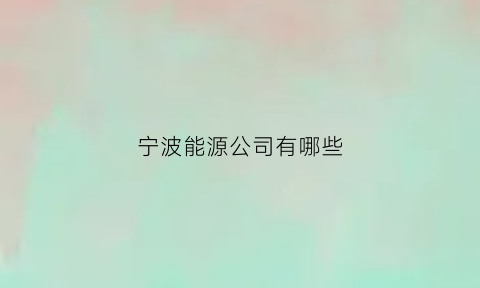 宁波能源公司有哪些