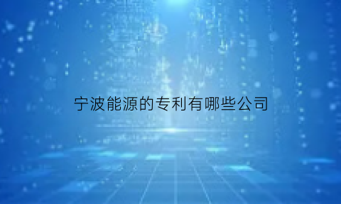 宁波能源的专利有哪些公司